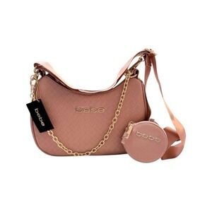 Bebe Pink Woven Shoulder Bag/Crossbody with Gold Chain and coin case nwt